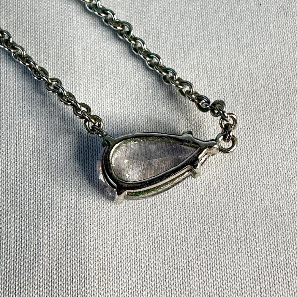 Park Lane Peyton Necklace 2 Carats CZ Pear-Shaped Pendant Silver-Tone Adjustable - Picture 7 of 7